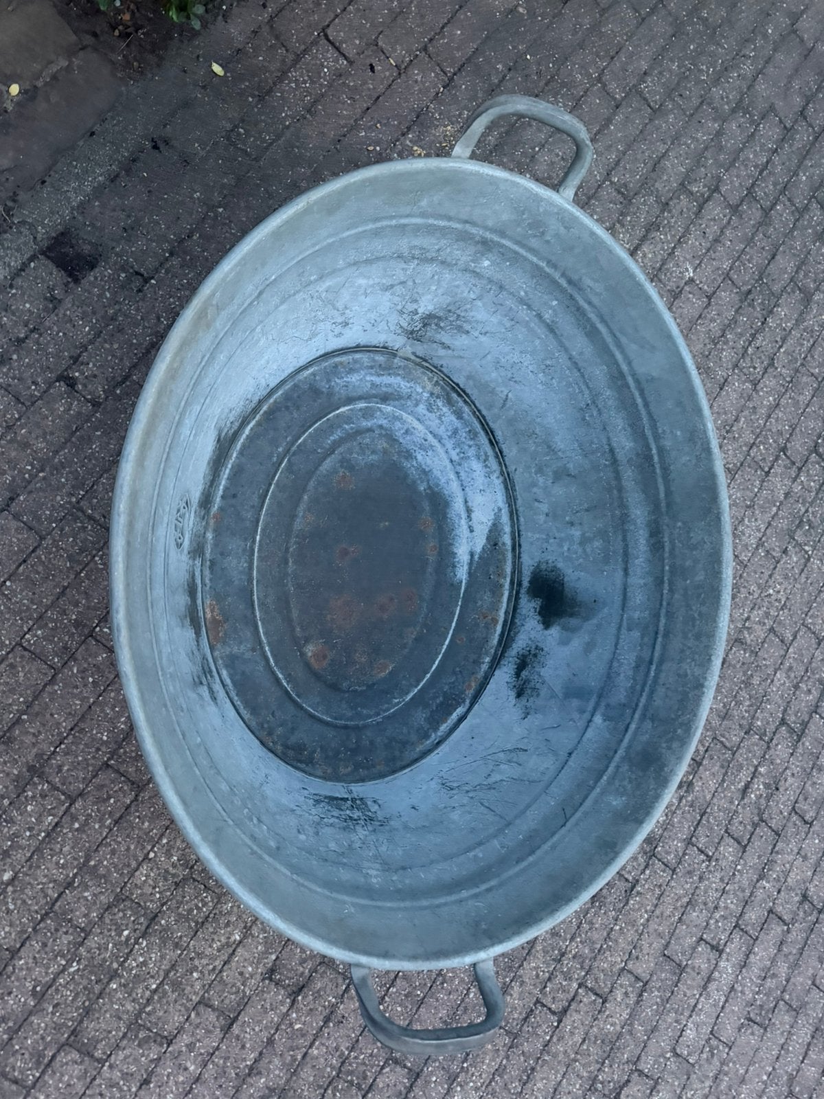 Zinken badtel, Tuin en Terras, Bloembakken en Plantenbakken, Ophalen, Gebruikt, Minder dan 30 cm, Metaal