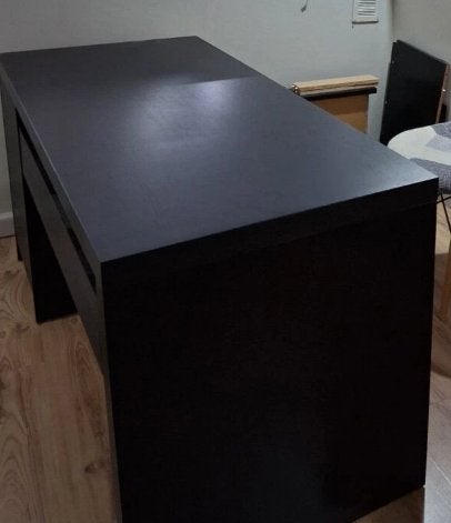Bureau ikea MALM desk ,zwart bruin, 151x65 cm, Ophalen, Hout, Zo goed als nieuw, IKEA