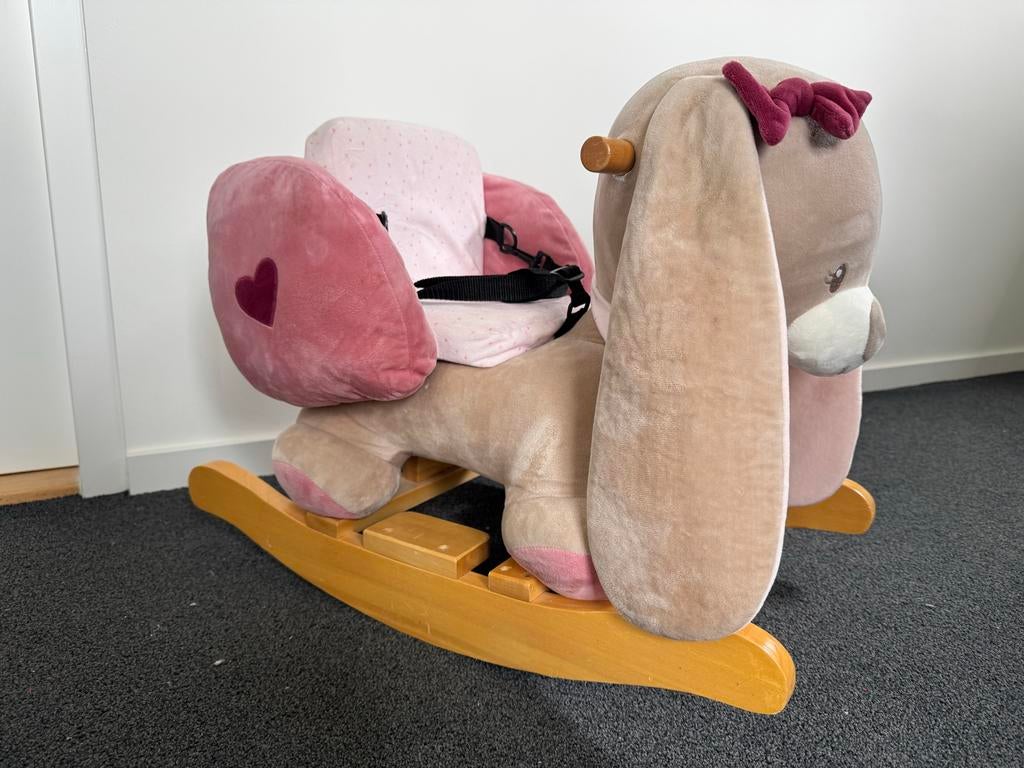 Nattou schommelstoel / hobbelpaard roze konijn, Kinderen en Baby's, Ophalen, Zo goed als nieuw