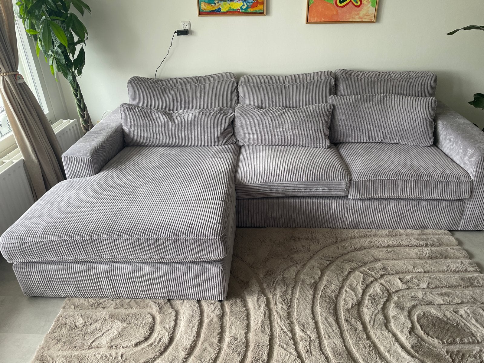 Hoekbank California van Seats en Sofa’s - Grijs ribstof, Huis en Inrichting, Banken | Bankstellen, Ophalen, 250 tot 300 cm, Gebruikt