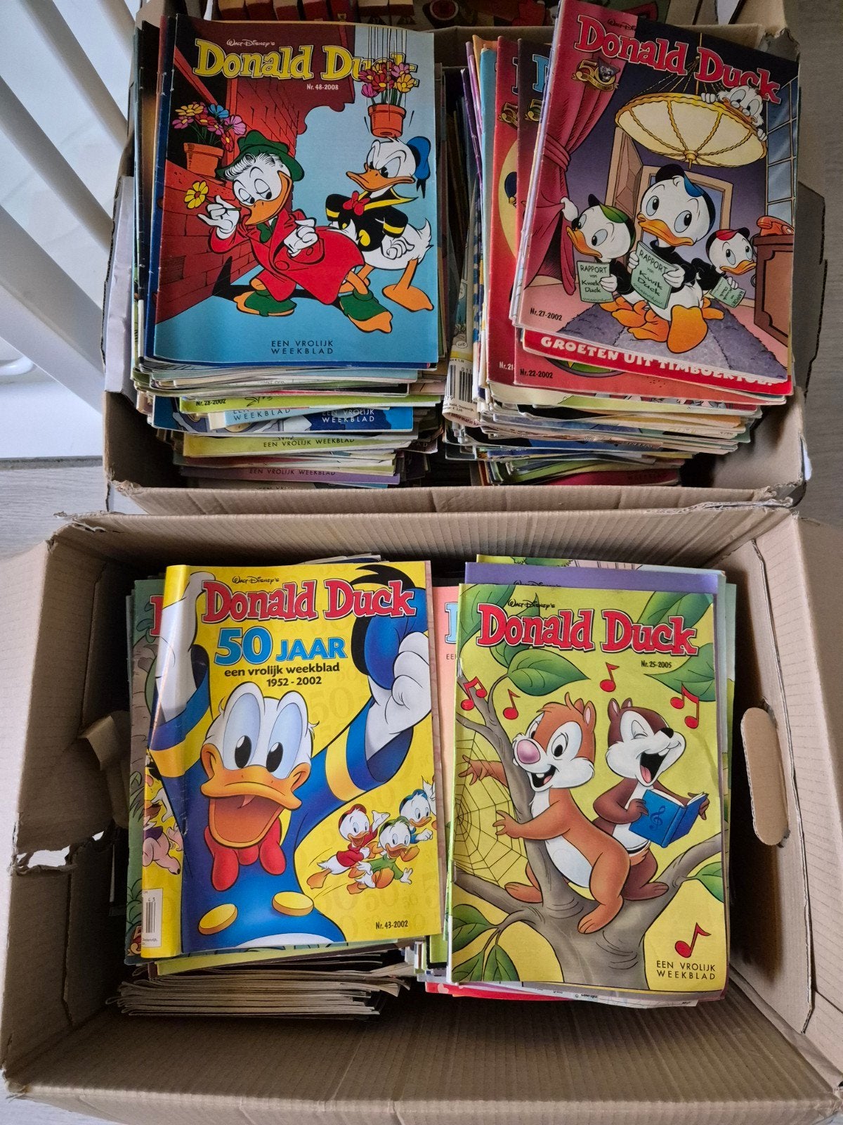 Donald Ducks stripboeken twee verhuisdozen vol, Complete serie of reeks, Ophalen, Gelezen, Europa