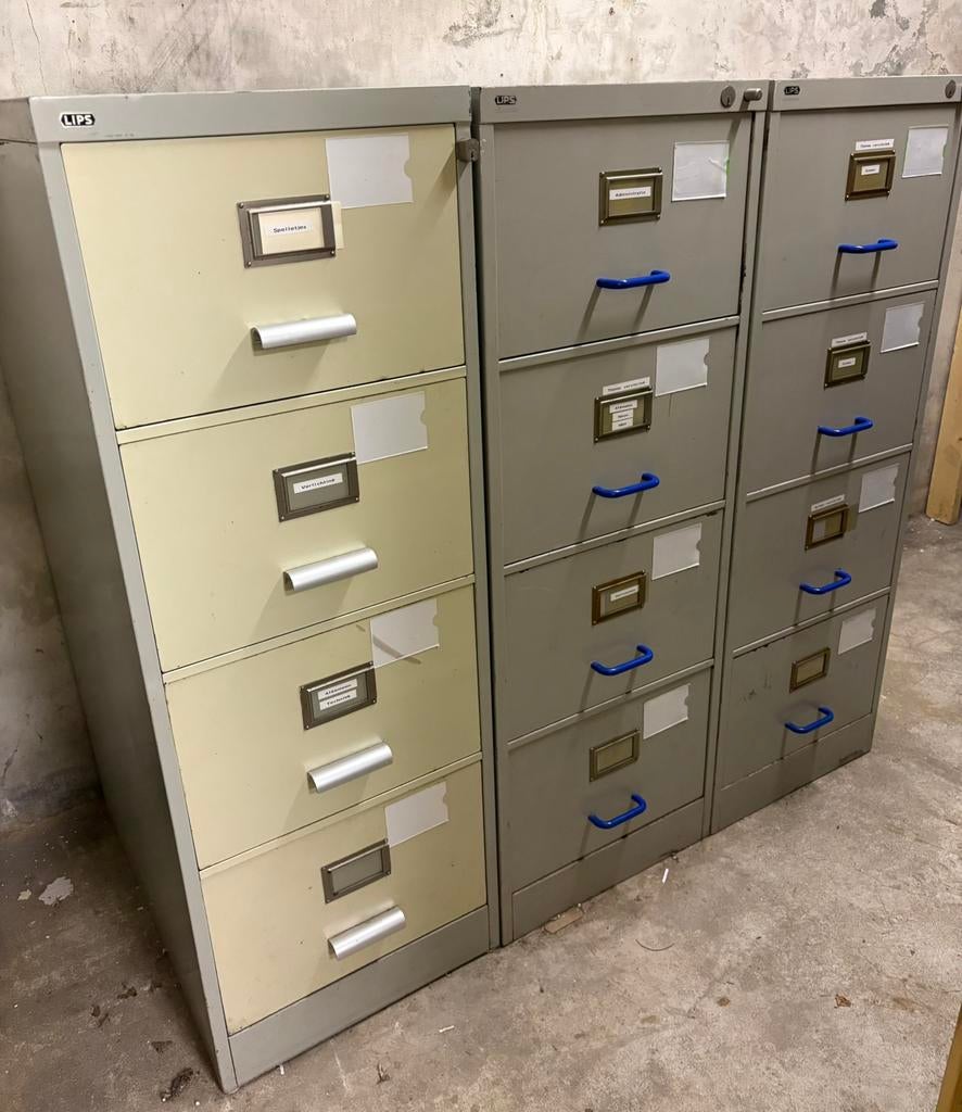 Metalen Archiefkasten Lips, 3 stuks, Ophalen, Minder dan 50 cm, Gebruikt, 100 tot 150 cm
