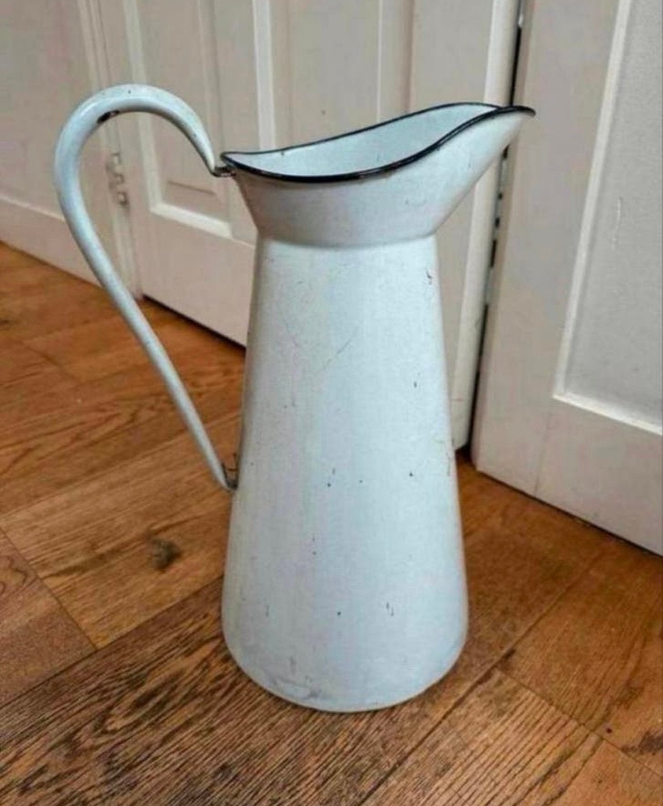 Vintage franse emaille kruik / waterkan - brocante - wit, Antiek en Kunst, Ophalen of Verzenden