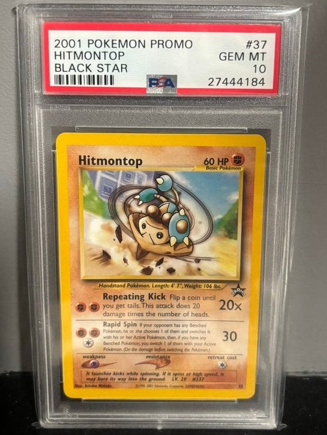 Hitmontop PROMO BLACK STAR #37 psa 10 pokemonkaart, Ophalen, Nieuw, Losse kaart, Foil