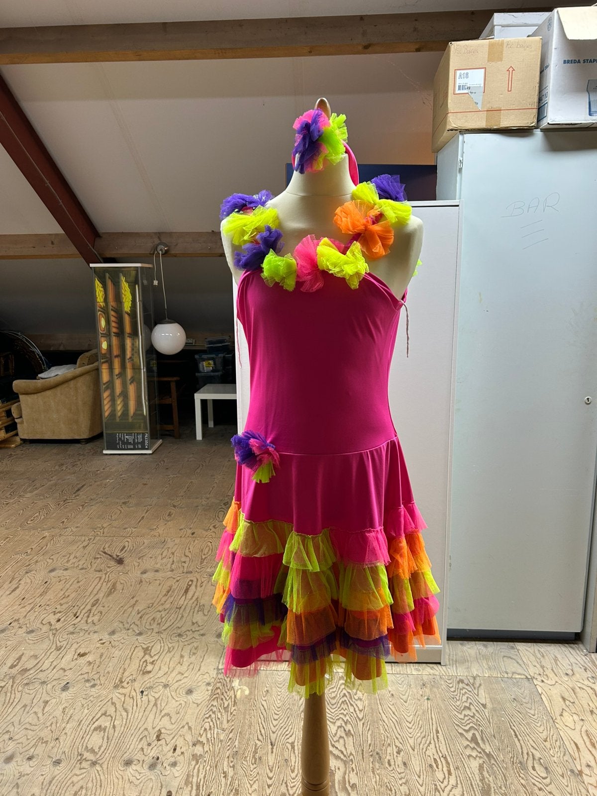Clowns jurkje met hoofdband, Ophalen of Verzenden, Zo goed als nieuw, Maat 38/40 (M), Carnaval