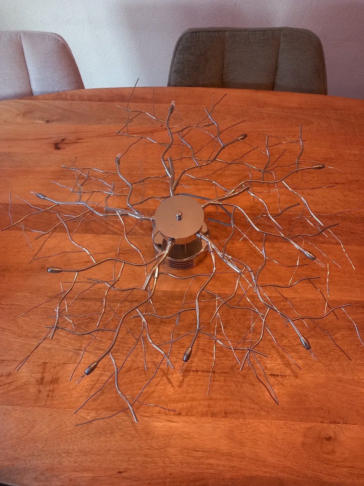 Moderne plafondlamp 80cm doorsnee, zilverkleurig, Huis en Inrichting, Ophalen, Zilver, Gebruikt, Modern