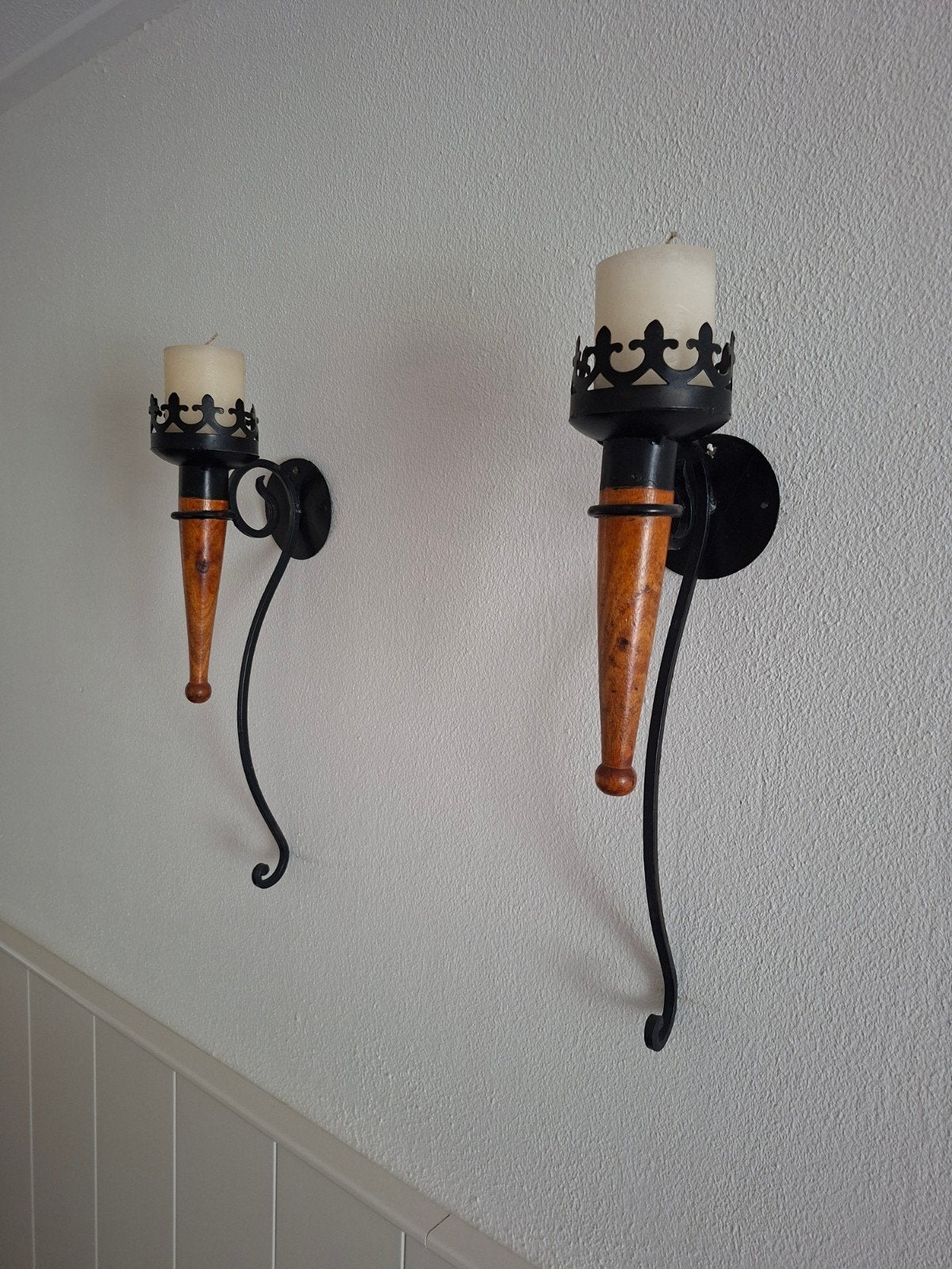 Zwarte Hanglampen Kandelaars 50cm hoog, 16cm diep, Antiek en Kunst, Ophalen of Verzenden