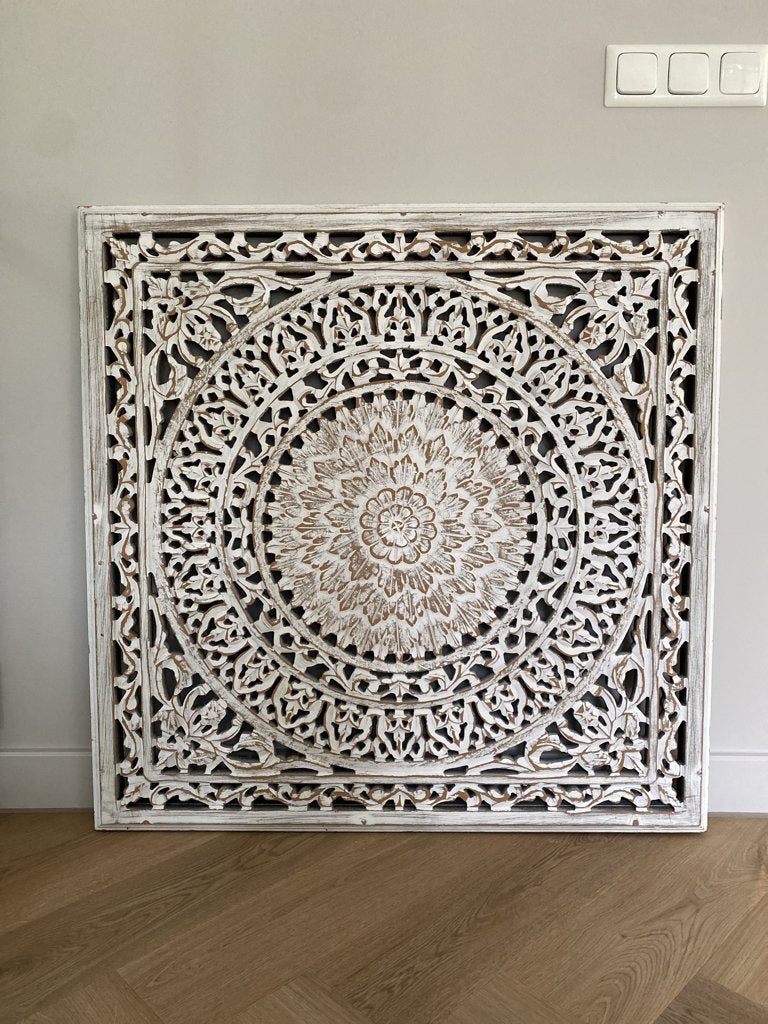 Handgesneden oosters wandpaneel 90 x 90 cm, Huis en Inrichting, Ophalen, Oosters, 90 cm, Hout