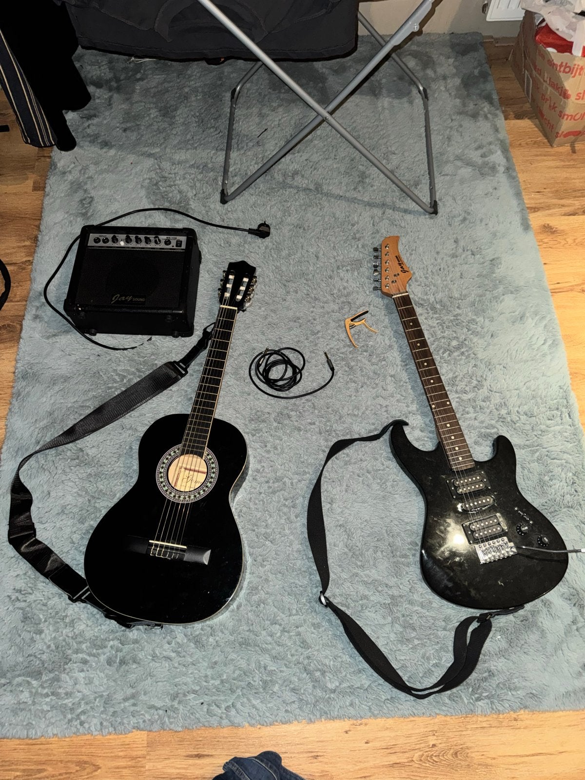 Gitaarset: Elektrische gitaar, Klassieke gitaar & Versterker, Ophalen of Verzenden, Gebruikt, Klassieke of Spaanse gitaar, Met (piezo-)element