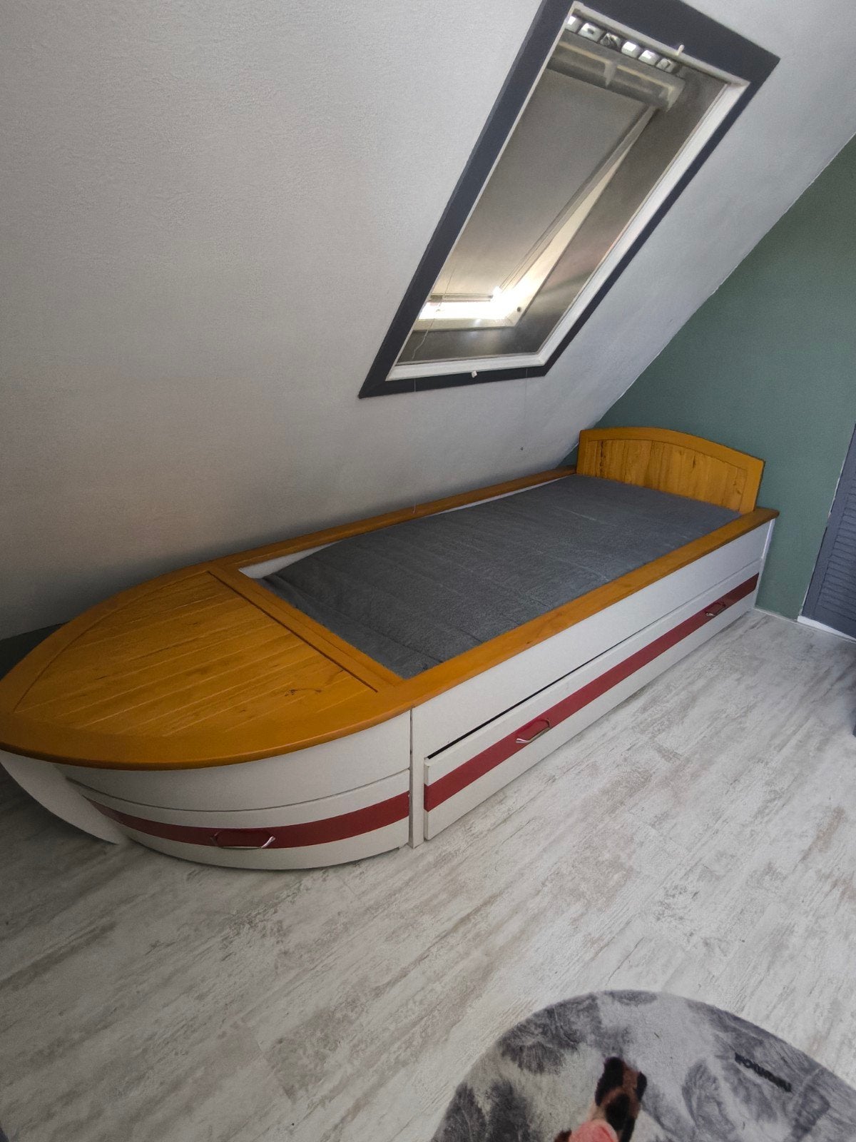 Uniek bootbed met opberglades - perfect voor kinderkamer, Ophalen, 90 cm, Eenpersoons, Wit