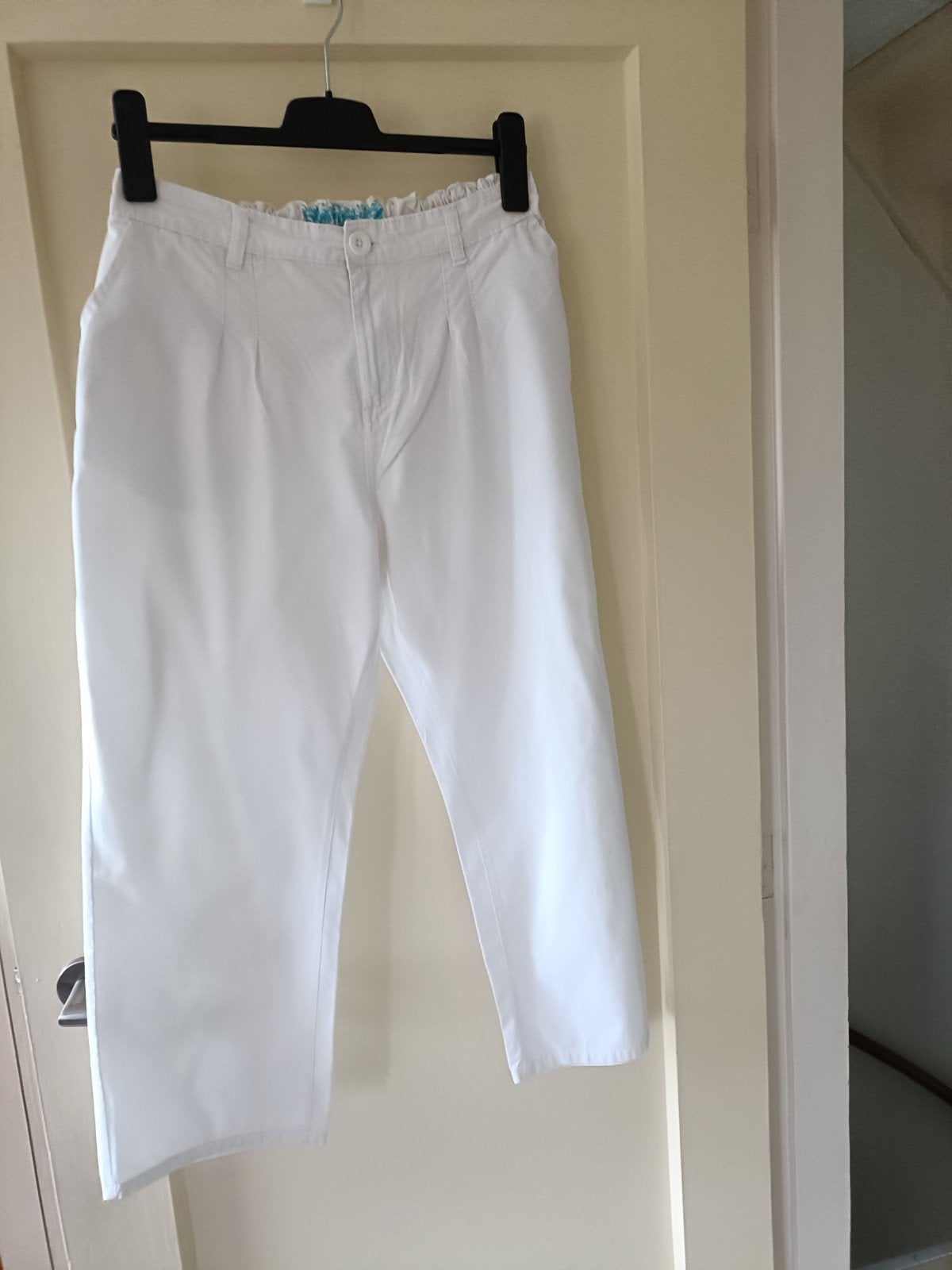 WITTE KATOENEN BROEK, Wit, Maat 42/44 (L), Ophalen of Verzenden, Zo goed als nieuw