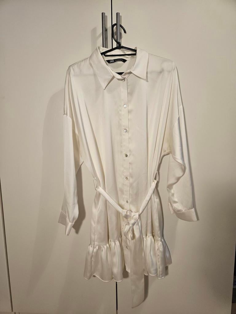 Zara blouse jurk satijn maat S/M, Maat 38/40 (M), Ophalen of Verzenden, Zo goed als nieuw, Wit