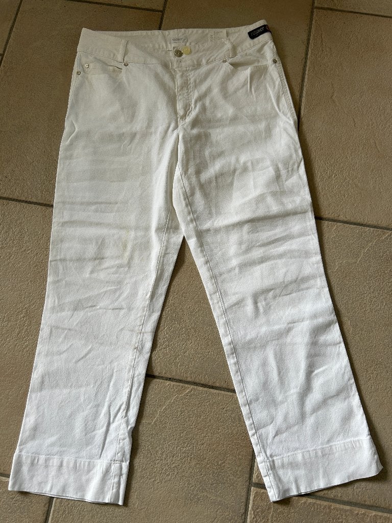 Rosner witte jeans maat 44 model Ria linnen en katoen, Kleding | Dames, Verzenden, Wit, Maat 42/44 (L), Zo goed als nieuw