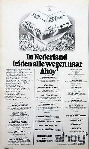 Vintage advertentie reclame Ahoy Rotterdam 1975, Verzamelen, Ophalen of Verzenden, Gebruikt, Overige typen