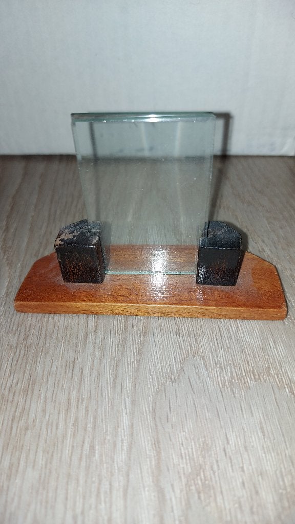 VINTAGE Fotolijstje standaard hout+glas voor pasfoto, Ophalen of Verzenden, Gebruikt, Overige materialen