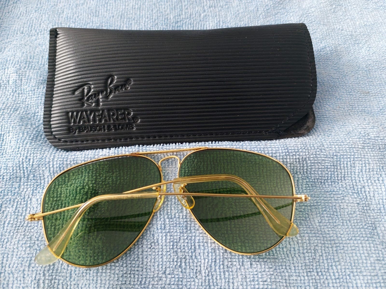 Vintage Ray-Ban Aviator Zonnebril met Groene Glazen, Ophalen, Gebruikt, Zonnebril, Ray-Ban
