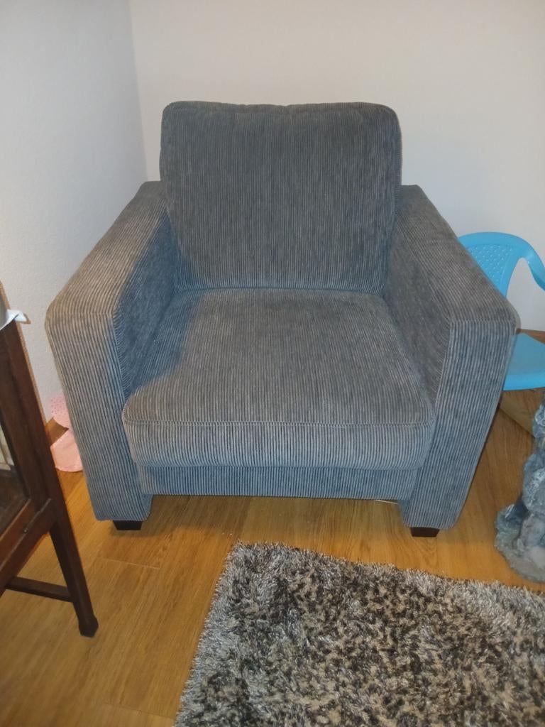 Fauteuil van Rue de Rosa, ribstof antraciet, 75 tot 100 cm, Ophalen of Verzenden, Zo goed als nieuw, Stof