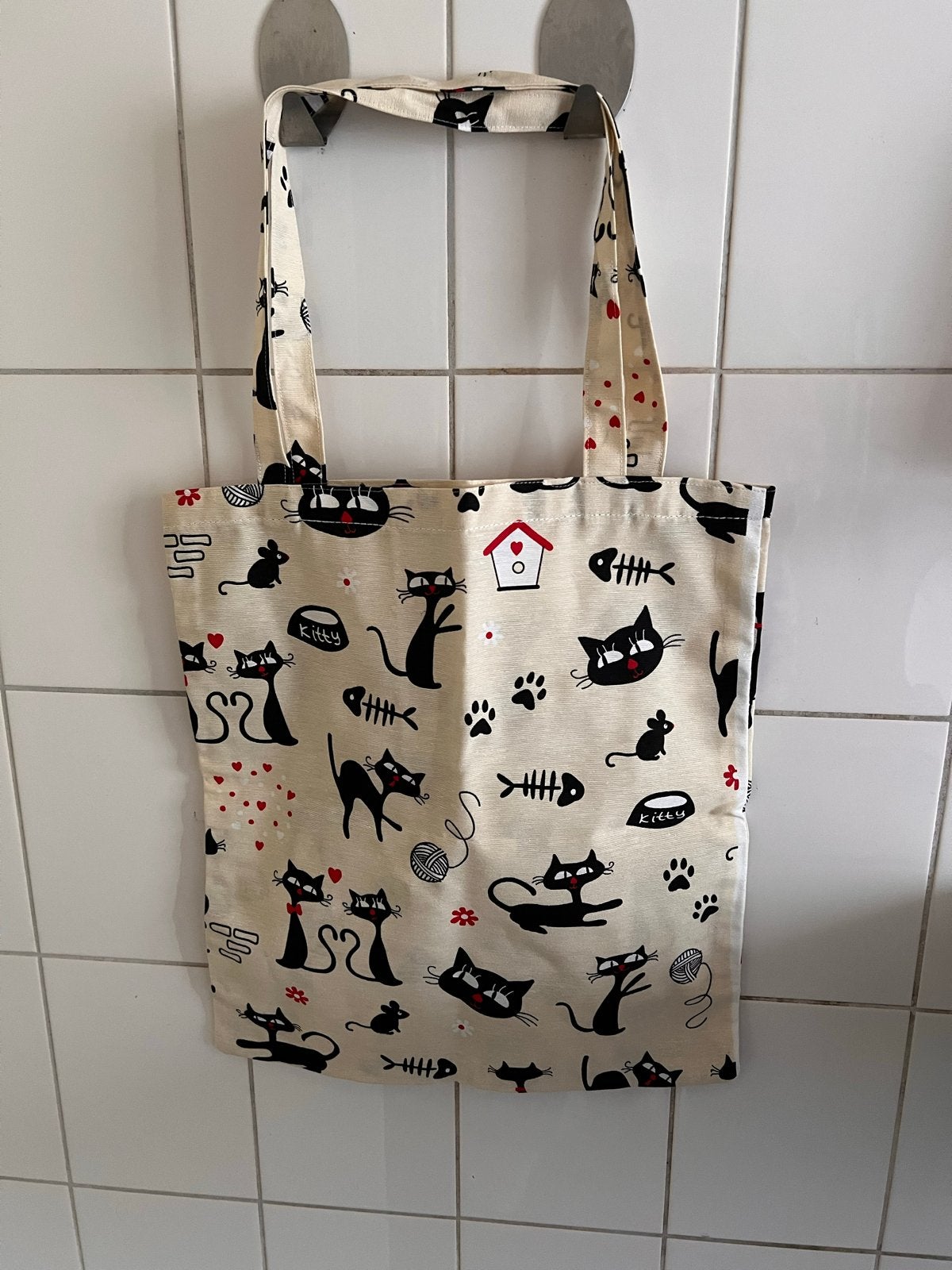 Leuke shopper met kattenprint, Verzenden, Nieuw, Beige, Shopper