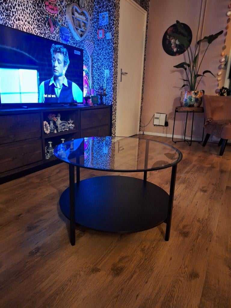 Salontafel staal en glas van ikea, 100 tot 150 cm, Minder dan 50 cm, Rechthoekig, 50 tot 100 cm