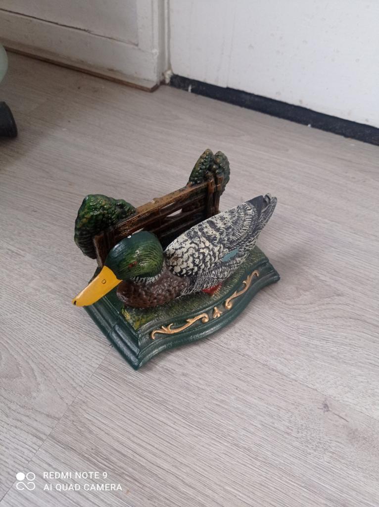 Vintage gietijzeren deurstopper eend:, Ophalen of Verzenden