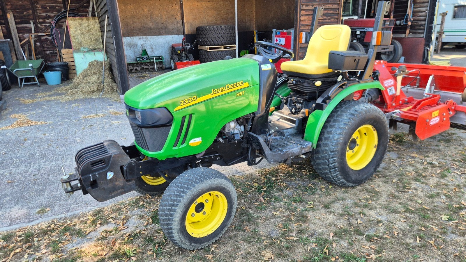 John deere 2320, Ortolan 130, frees 120 en vlak sleep, Ophalen