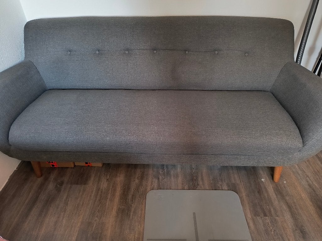Grijze 3 zitsbank, Huis en Inrichting, Banken | Bankstellen, Ophalen, Gebruikt, Driepersoons, 75 tot 100 cm