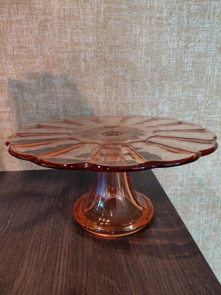 Mooie Taartschaal, oranje glas, Huis en Inrichting, Keuken | Servies, Nieuw, Ophalen of Verzenden, Overige stijlen, Glas