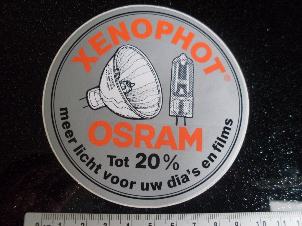 sticker osram xenophot meer licht voor dia's en films logo, Verzamelen, Verzenden, Zo goed als nieuw, Merk