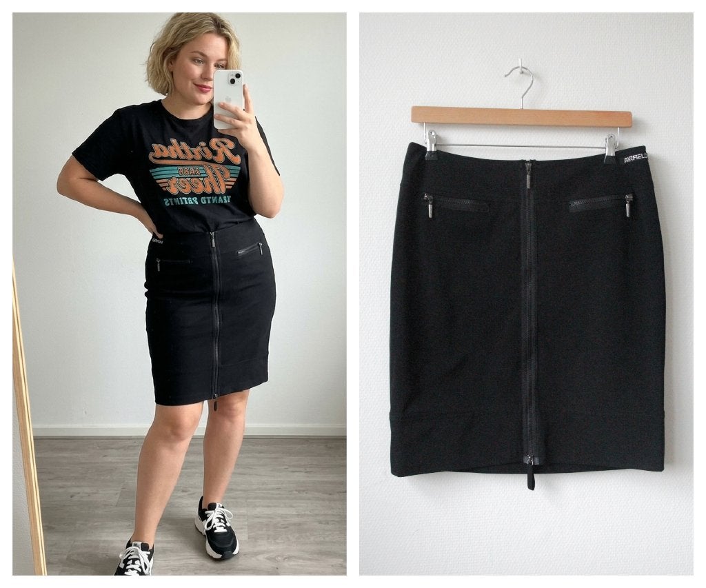 Airfield - als nieuwe rok / zwart / rits / maat 44, Kleding | Dames, Verzenden, Zwart, Maat 42/44 (L), Zo goed als nieuw