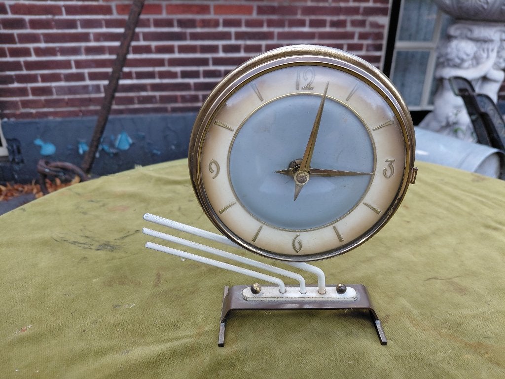 Vintage mechanische schoorsteenklok, ca.1950., Antiek en Kunst, Verzenden