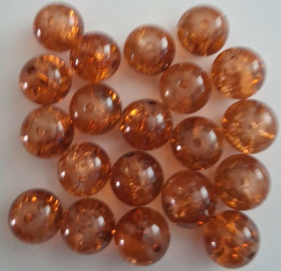 oranje cracklé glaskralen 1 cm, Verzenden, Nieuw, Kraal
