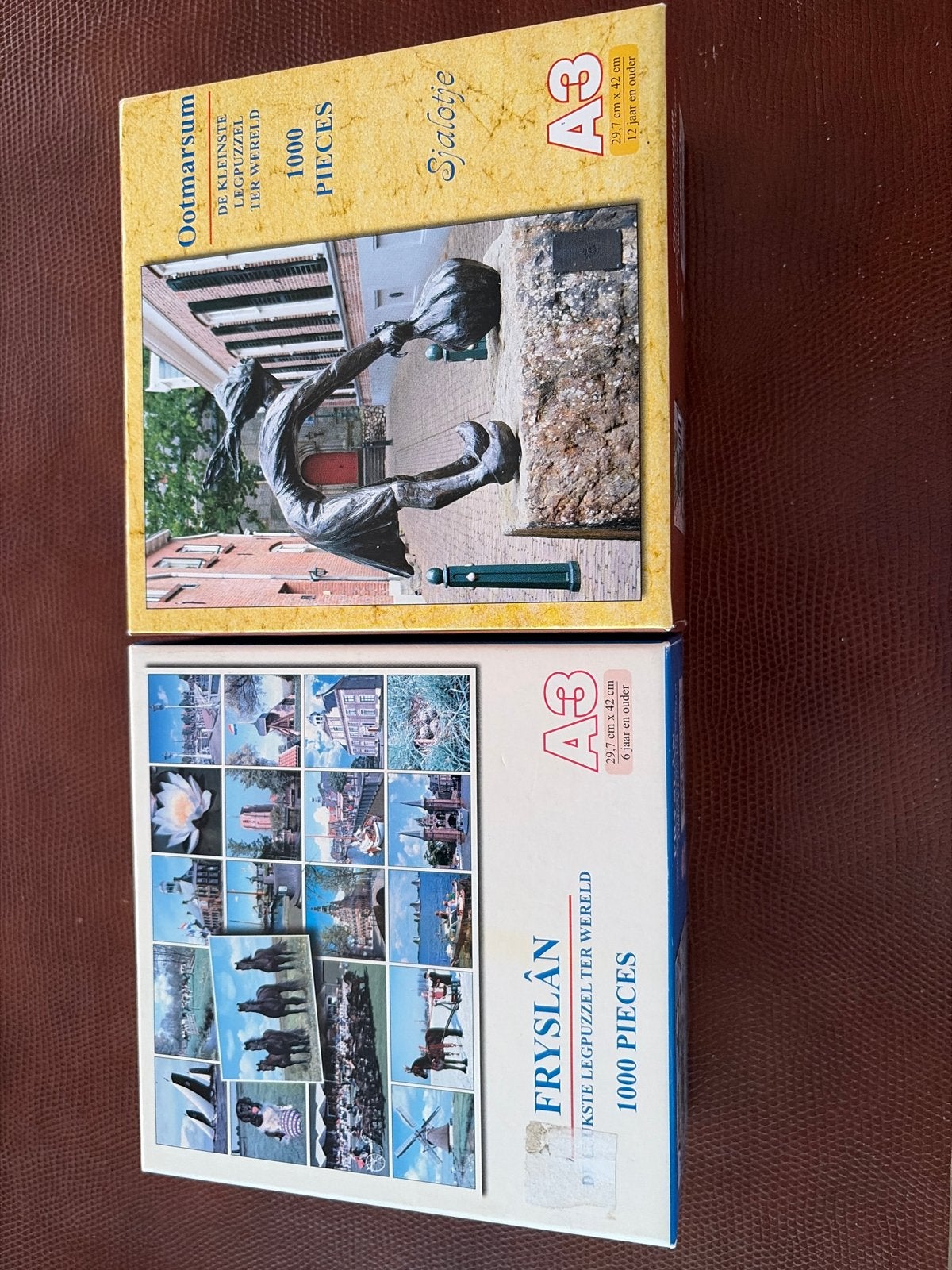 2 Mini Legpuzzels A3,1000 stukjes: Ootmarsum & Fryslân, Ophalen of Verzenden, 500 t/m 1500 stukjes, Zo goed als nieuw, Legpuzzel