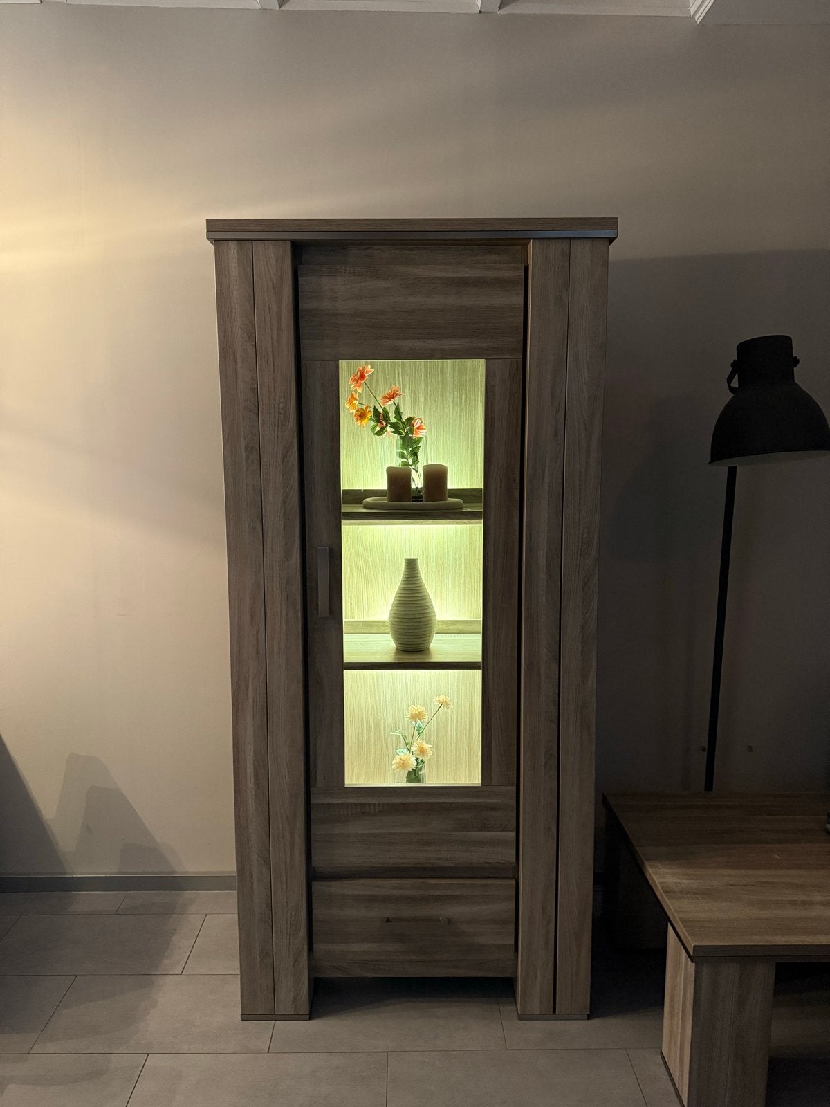 Houtlook kast met verlichting en lade, Huis en Inrichting, Ophalen, Gebruikt, 200 cm of meer, 50 tot 100 cm