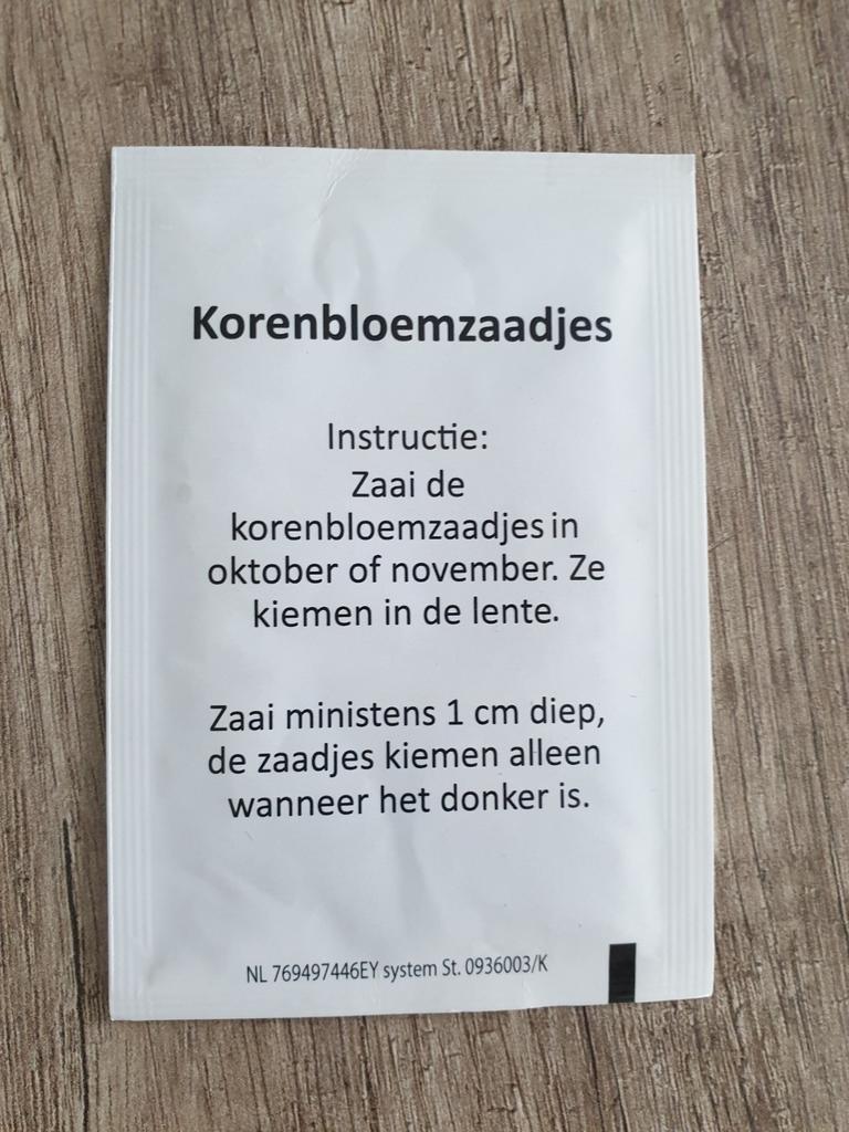 Korenbloemzaadjes 1 zakje, Ophalen