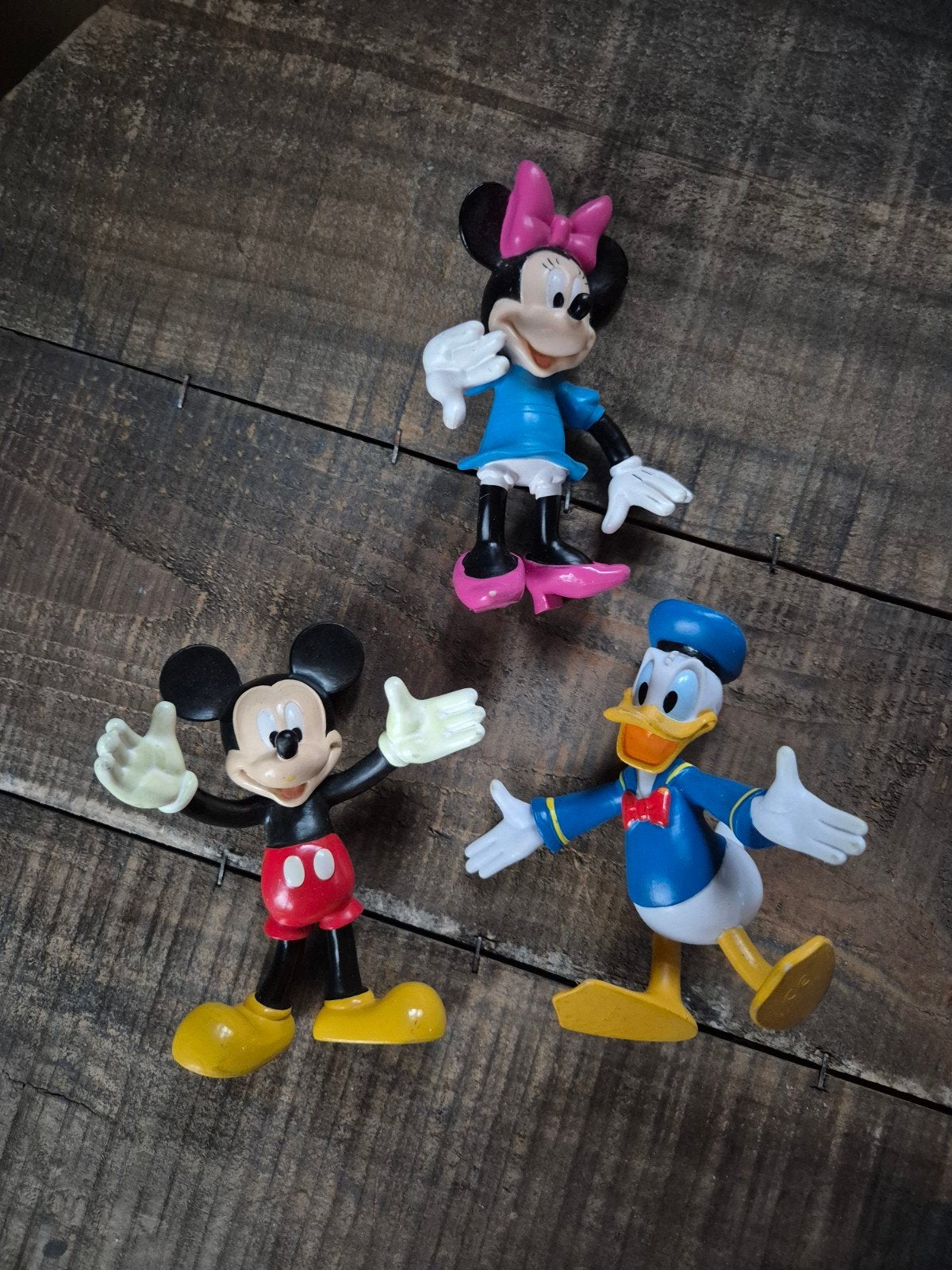mickey,minnie mouse en donald duck, Ophalen of Verzenden, Donald Duck, Beeldje of Figuurtje