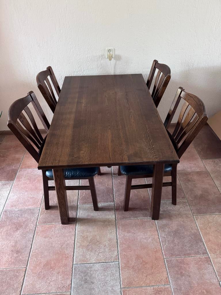 Uitschuifbare eettafel met 4 stoelen, Ophalen, Gebruikt, 100 tot 150 cm, 50 tot 100 cm
