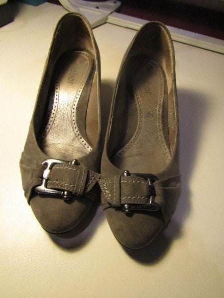 F1411 Gabor mt 5,5 (39) pumps grijs suède leder leer, Pumps, Verzenden, Zo goed als nieuw, Grijs