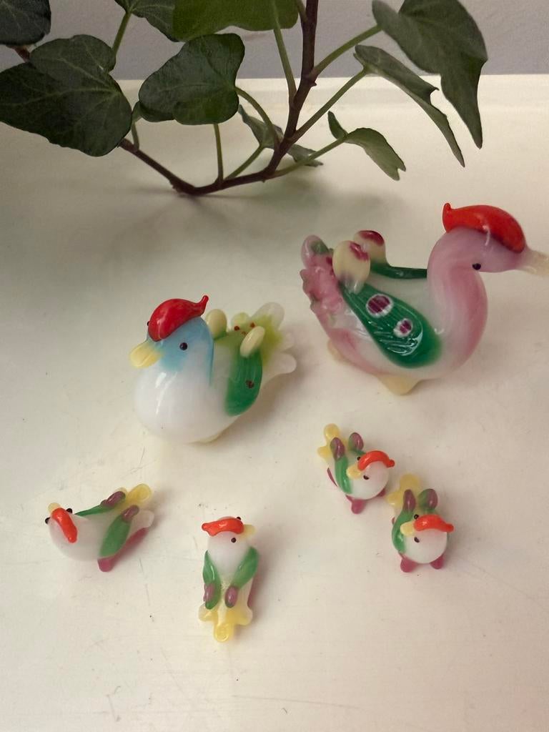 Minatuur murano glazen beeldjes eendjes, Ophalen of Verzenden, Zo goed als nieuw, Dier