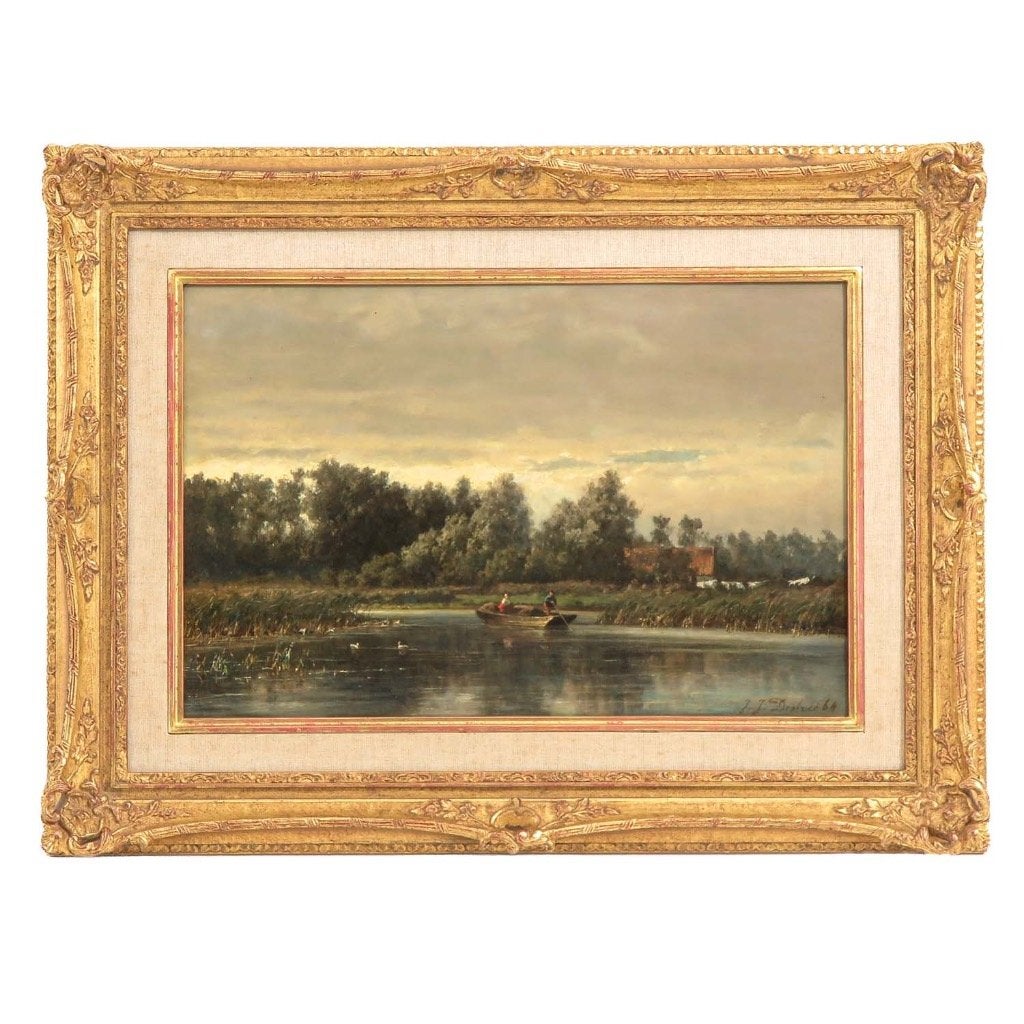 Johannes Josephus Destrée (1827-1888), Polderlandschap, Antiek en Kunst, Ophalen of Verzenden