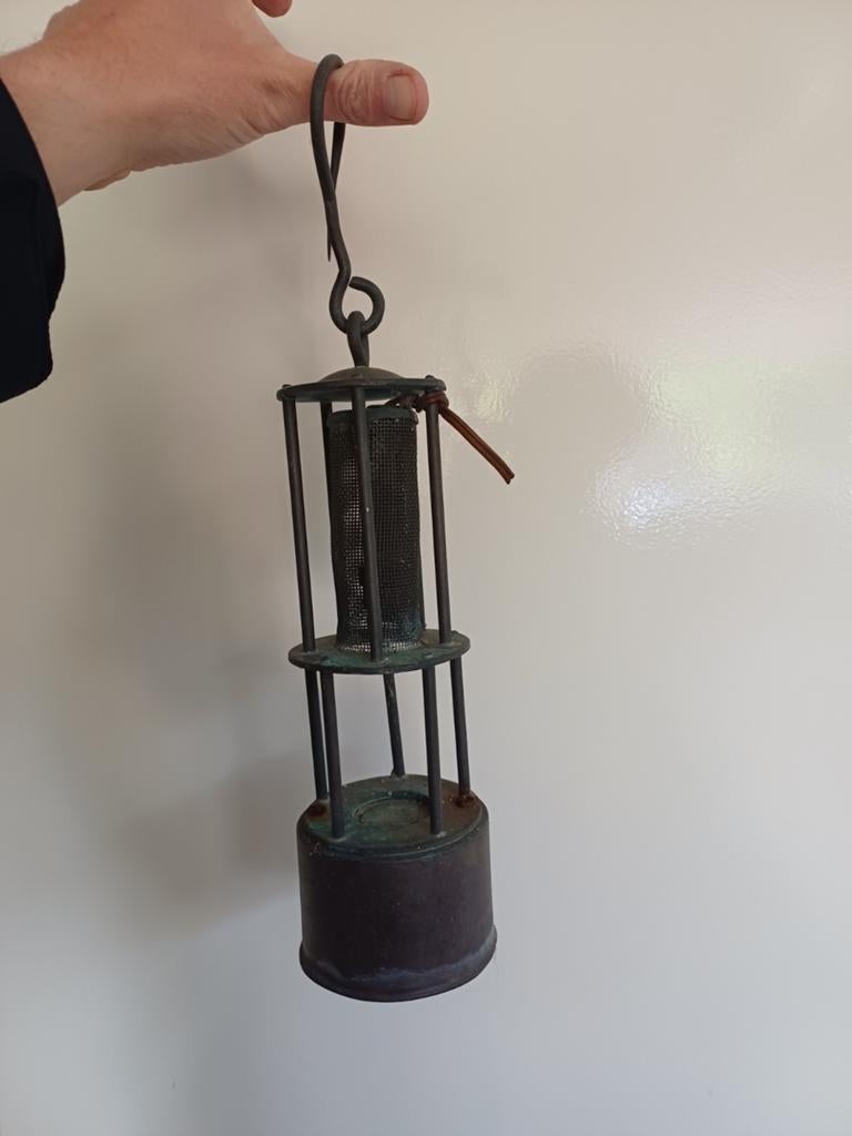 Antieke mijnlamp - Davy lamp, Ophalen of Verzenden