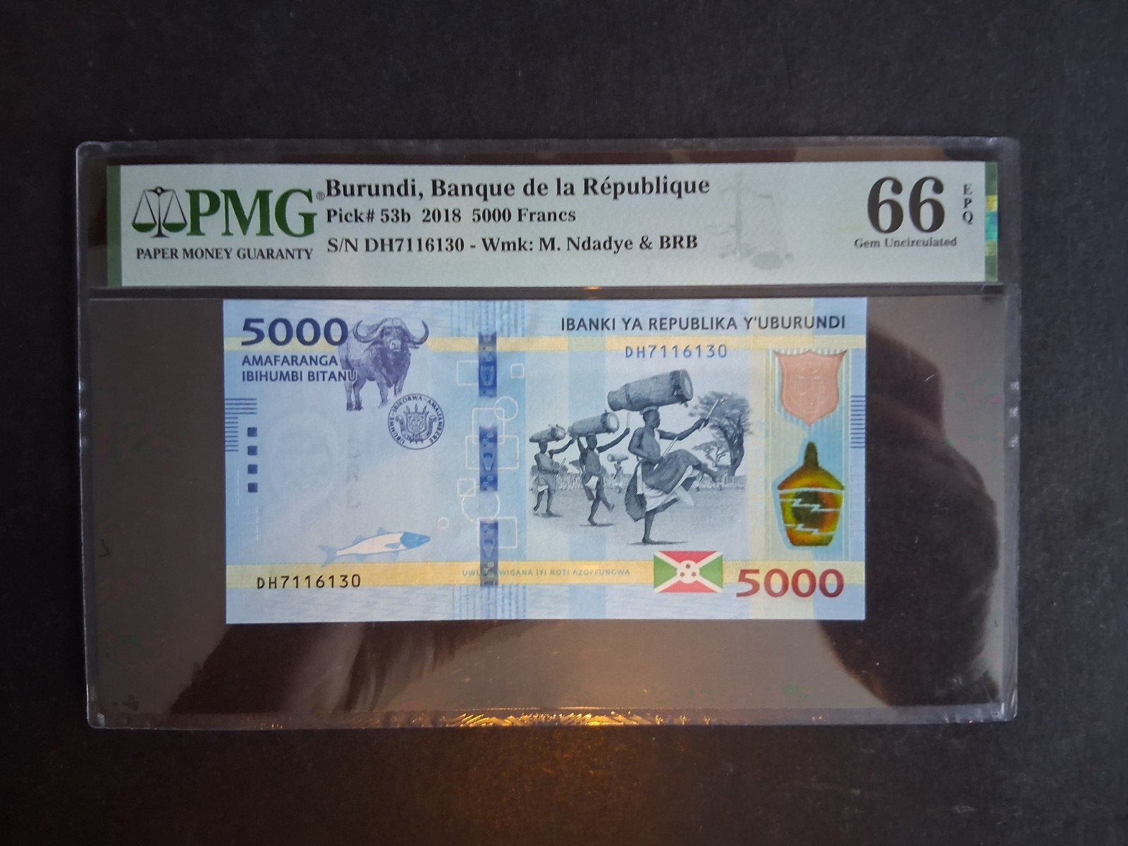 5000 francs 2018 burundi PMG 66, Ophalen of Verzenden, Burundi, Los biljet
