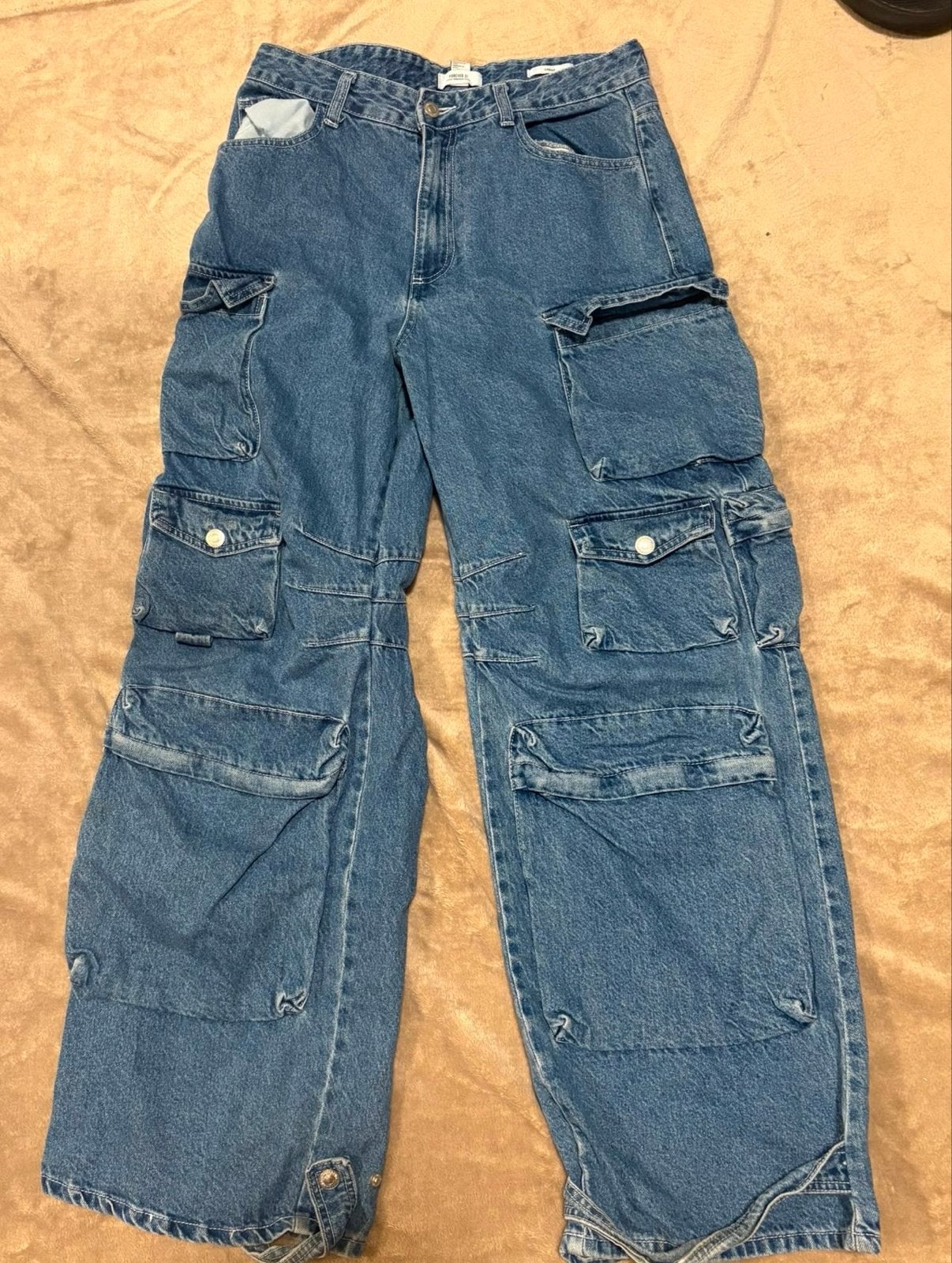 Forever 21 Blauwe Cargo Jeans - Maat 42 - Y2K Stijl, Blauw, Maat 42/44 (L), Ophalen of Verzenden, Lang