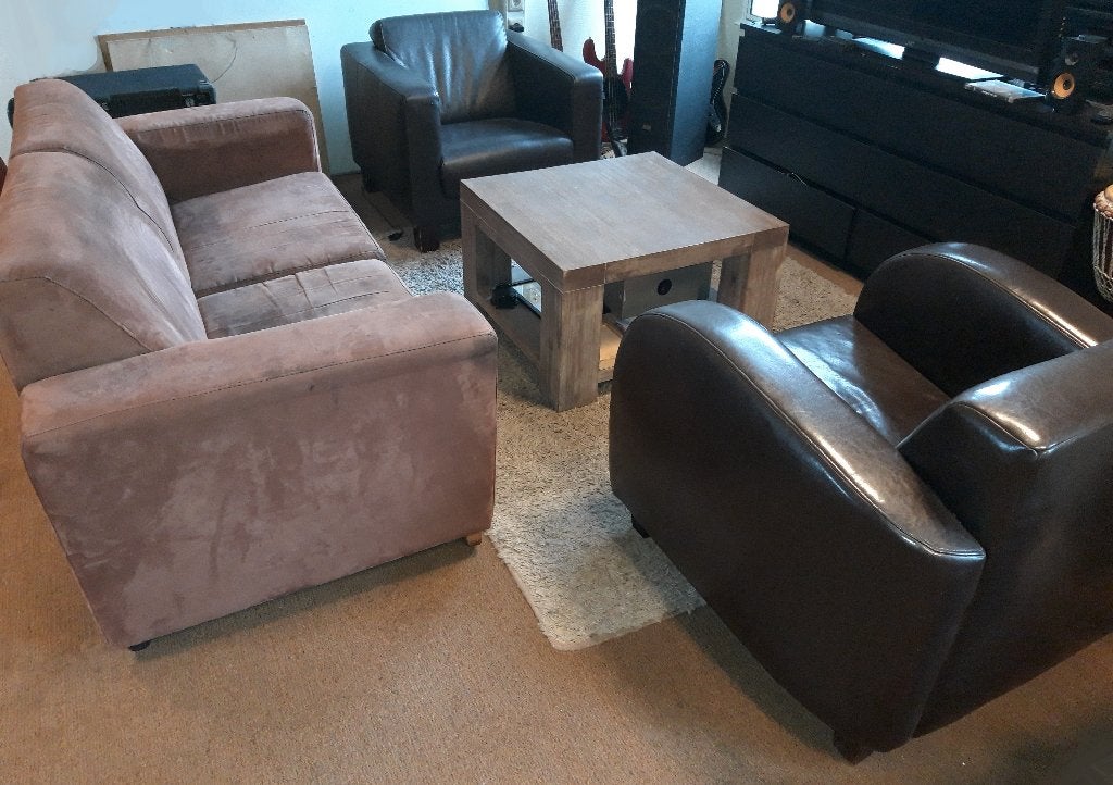 Bankstel 3-delig, Ophalen, Gebruikt, 150 tot 200 cm, 75 tot 100 cm