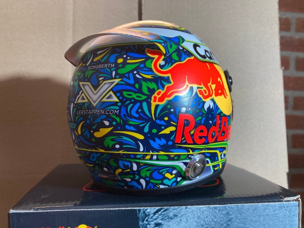 ✅ Max Verstappen 1:2 helm 2021 Brazilië Red Bull Racing RB16, Ophalen of Verzenden, Nieuw, Formule 1
