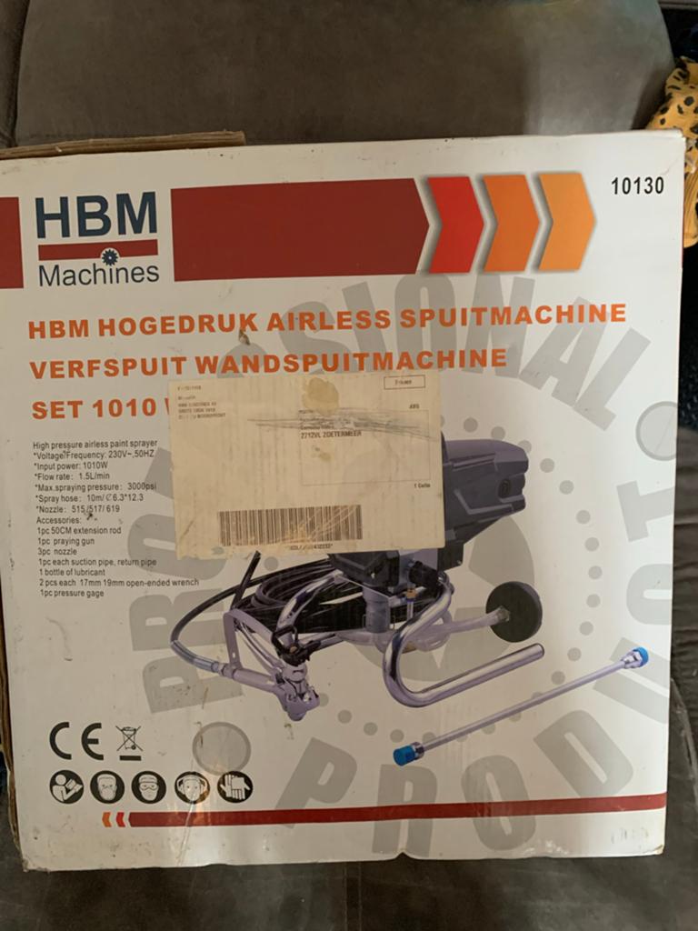 HBM Hogedruk Airless Verfspuitmachine 1010 Watt, Ophalen, Gebruikt