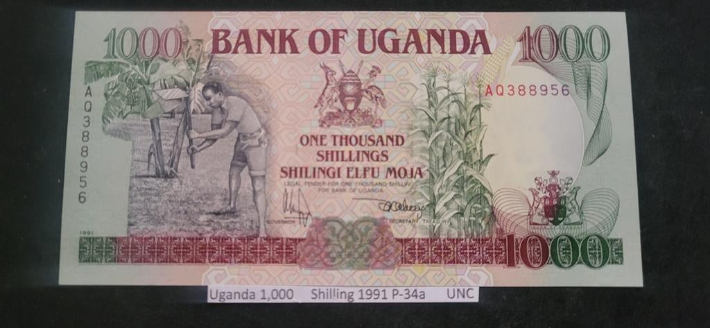 Uganda 1000 Shilling 1991 P-34a UNC, Ophalen of Verzenden, Overige landen, Los biljet