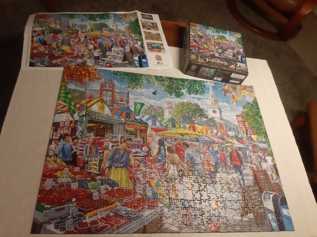 puzzel 750 stukjes - markt -  netjes en compleet, Ophalen, 500 t/m 1500 stukjes, Zo goed als nieuw, Legpuzzel