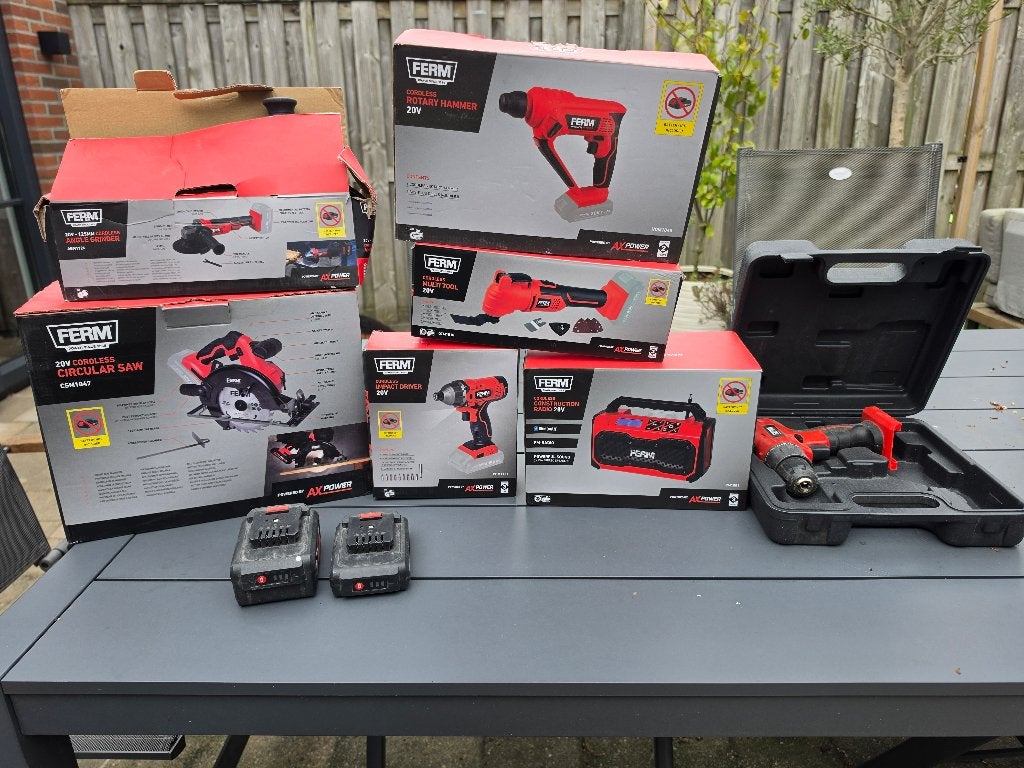 Grote verzameling FERM AX-Power 20V accu gereedschap, Ophalen, Zo goed als nieuw, Overige typen, Ferm