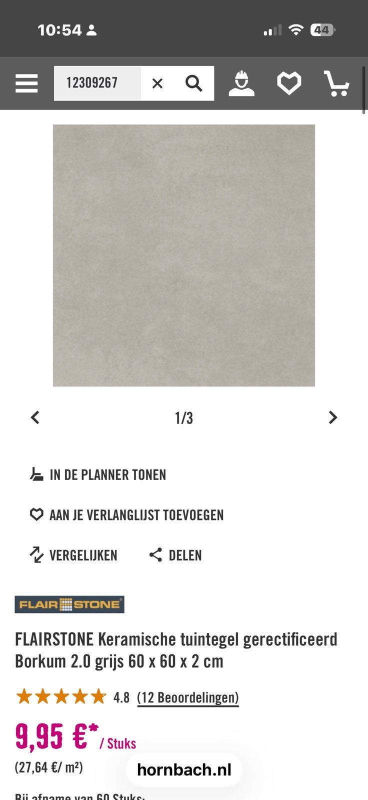 Keramische tegel Borkum 60x60x2 Flairstone, Tuin en Terras, Ophalen of Verzenden, Nieuw, Keramiek, Terrastegels