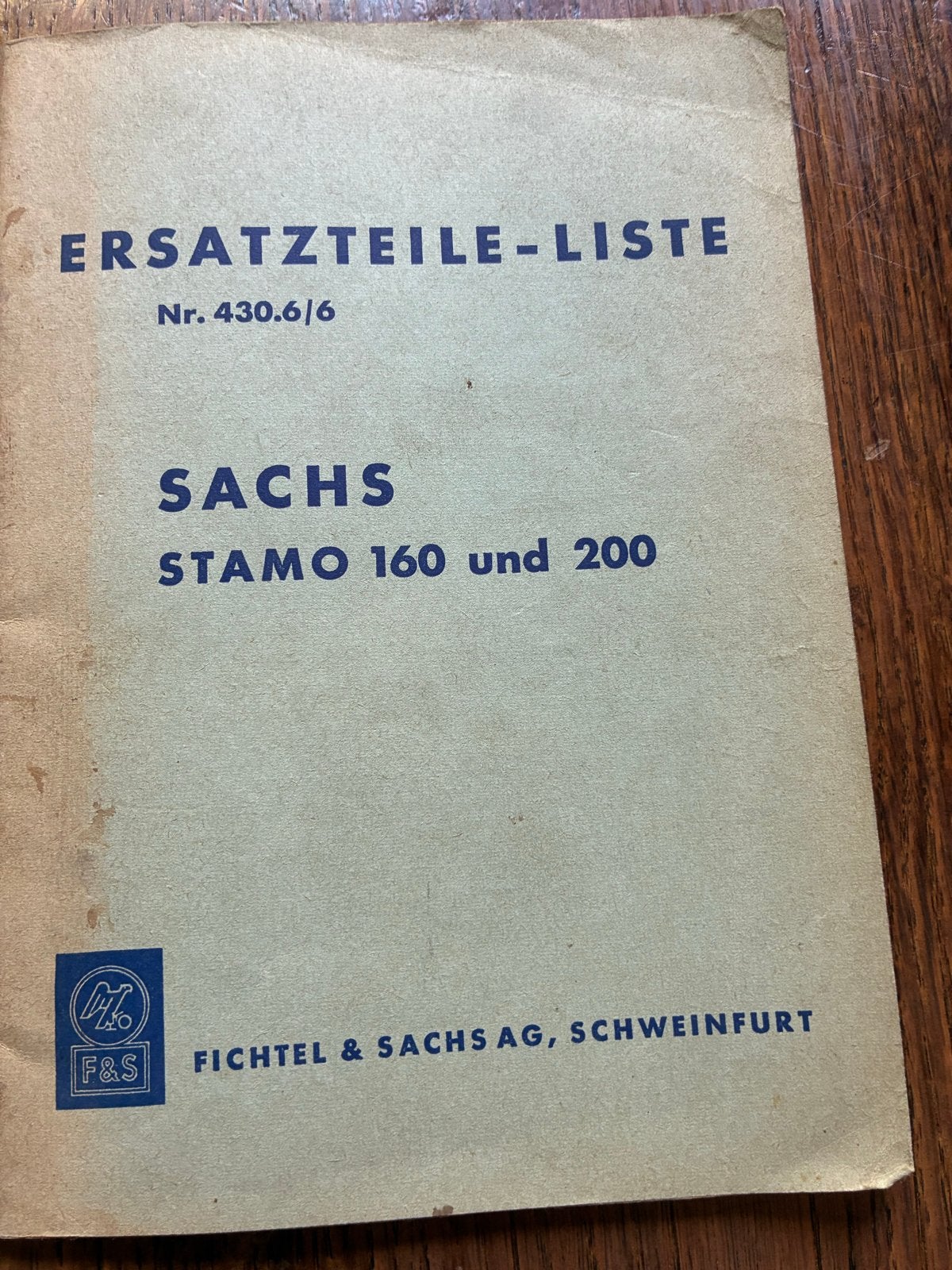 Sachs Stamo 160 en 200 Onderdelenlijst - Origineel, Ophalen of Verzenden, Gelezen, Overige merken